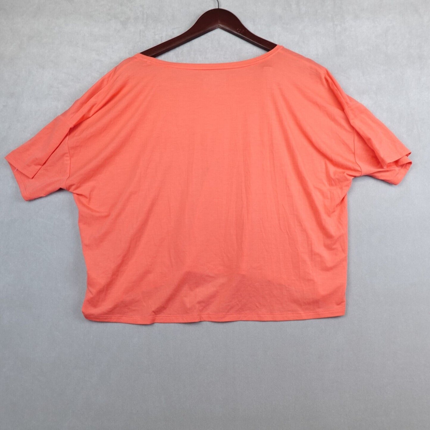 Athleta Studio Crop Tee  Coral Orange Short Sleeve T-Shirt Size XL Boxy Oversize