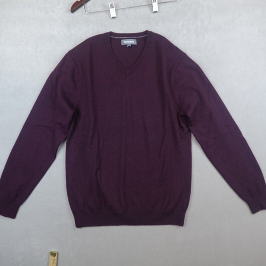 Bonobos Sweater Extra Fine Merino Wool Mens Medium V Neck Pullover Maroon L/S