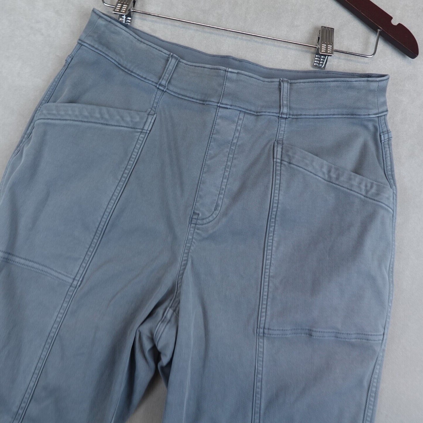 Spanx Stretch Twill Pants Womens Large Blue Straight Leg Sunwashed Pull On