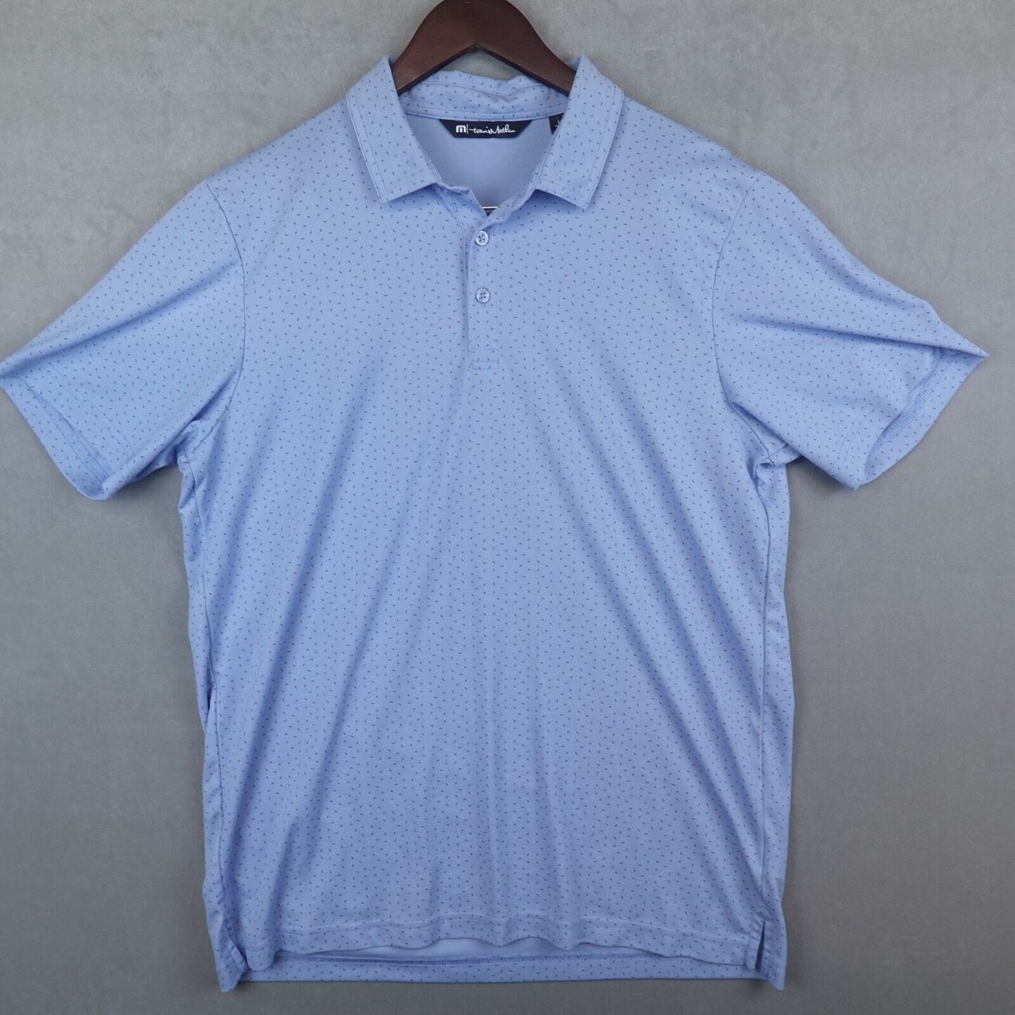 Travis Mathew Polo Shirt Men Large Blue Performance Golf Short Sleeve