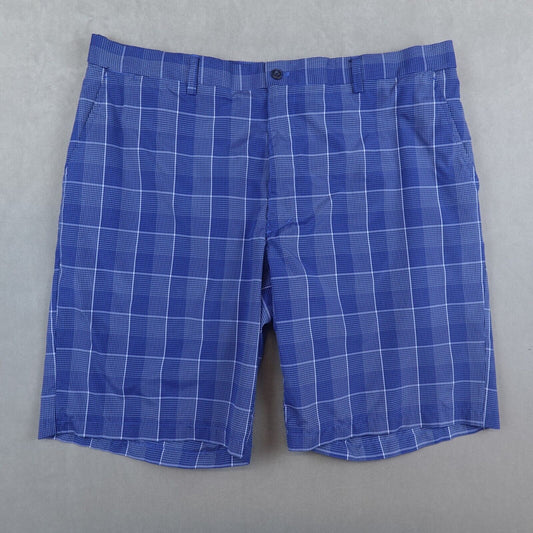 PGA Tour Golf Shorts Men's Stretch Comfort Zip Up Button Blue White Plaid 38