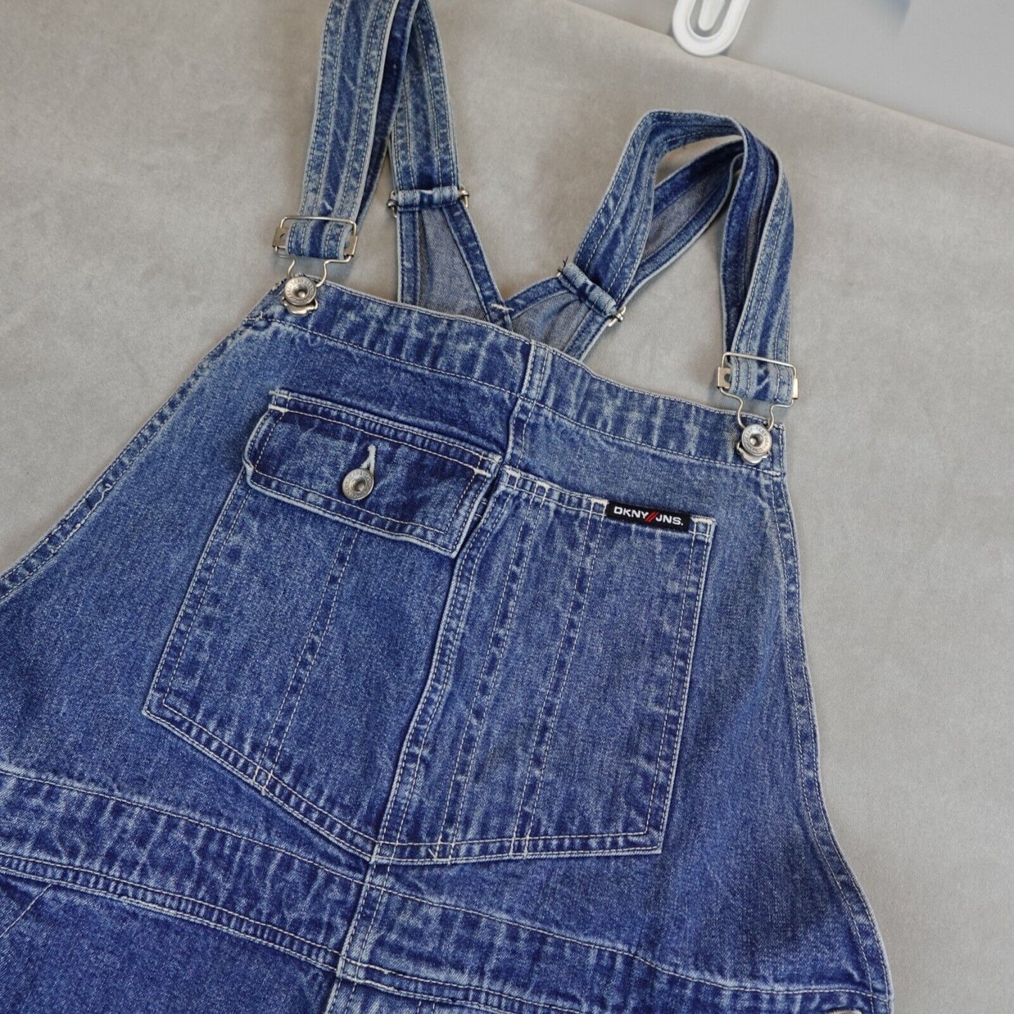 Vintage 90s DKNY Denim Bib Overalls Med Wash Carpenter Straight Leg Y2K