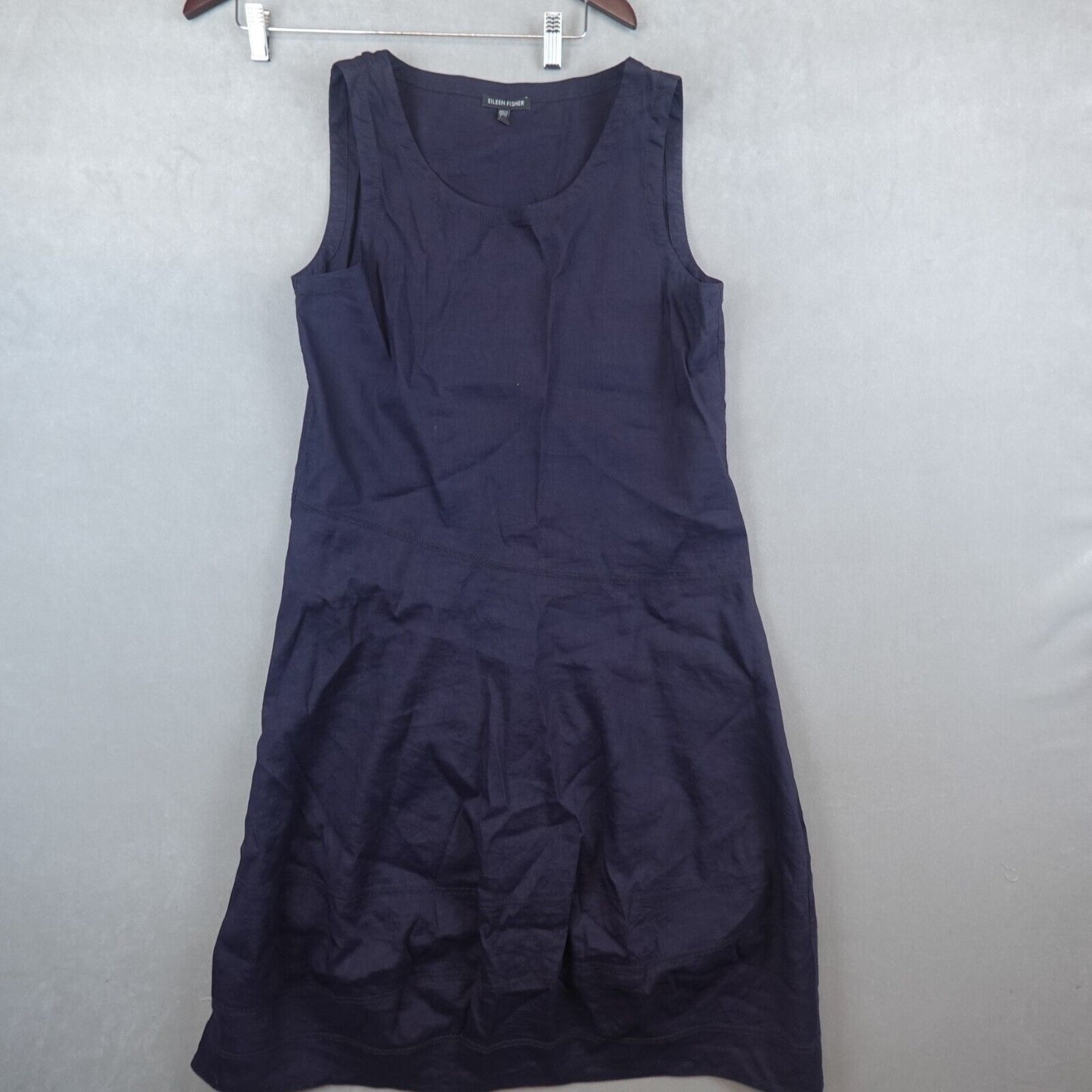 EILEEN FISHER Sheath Dress Linen Blend Blue Sleeveless Size Small EUC