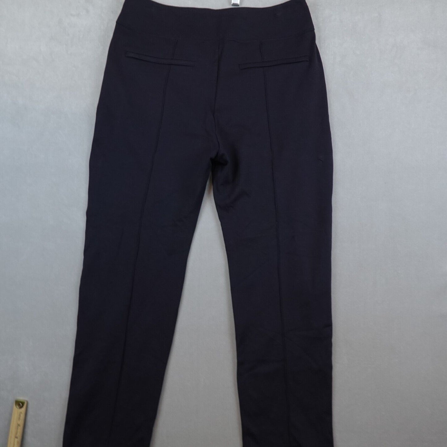 Athleta Eastbound Straight Pants Pull On Stretch Travel Black Womens 12 Unhemmed