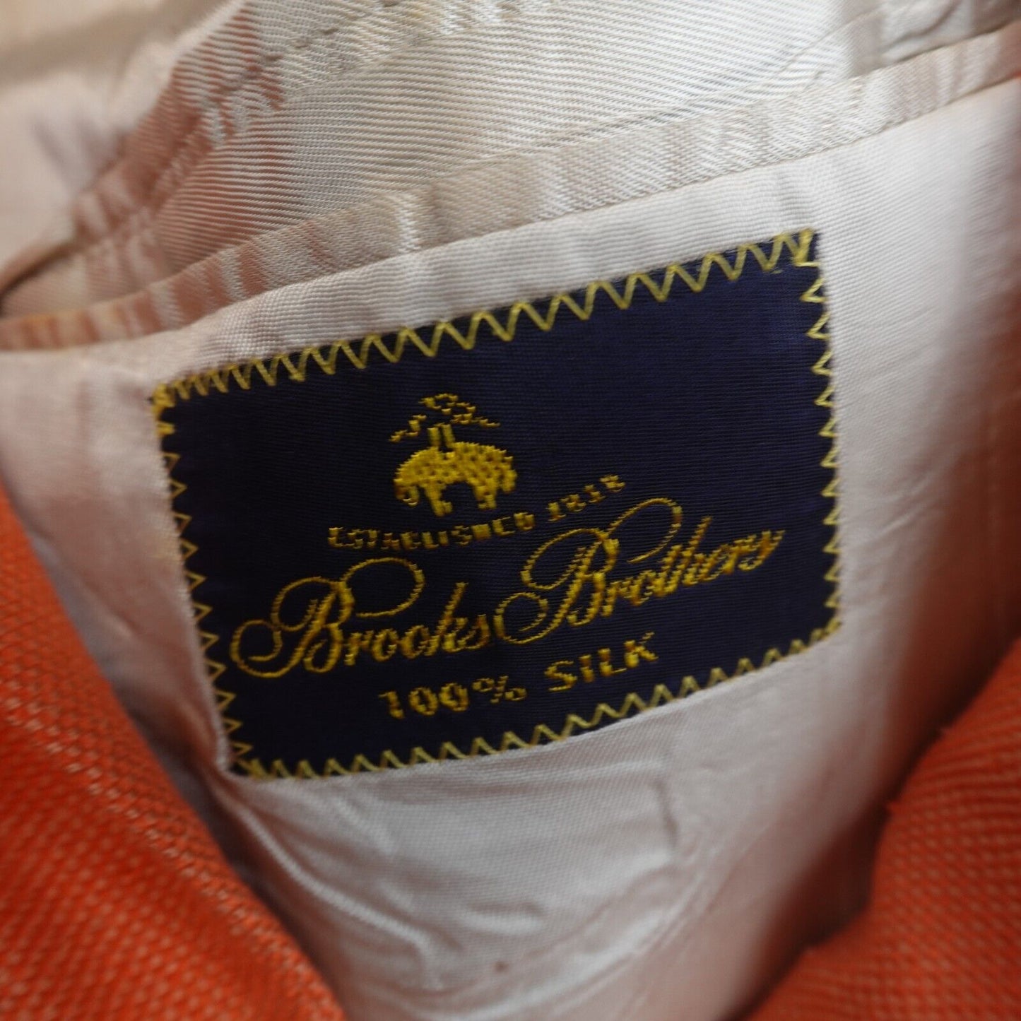 Brooks Brothers Blazer 100% Silk 50L Made In USA Sport Coat Orange