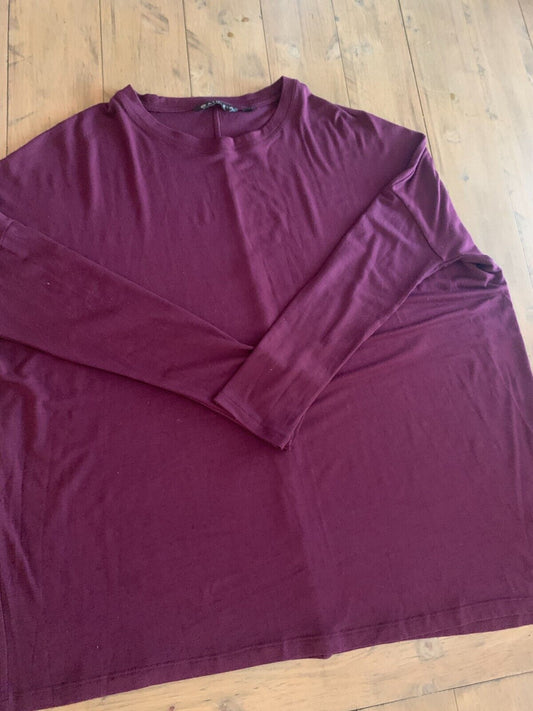 Athleta Cloudlight Asym Shirt Womens XS Maroon Auberge Dolman Sleeve Top