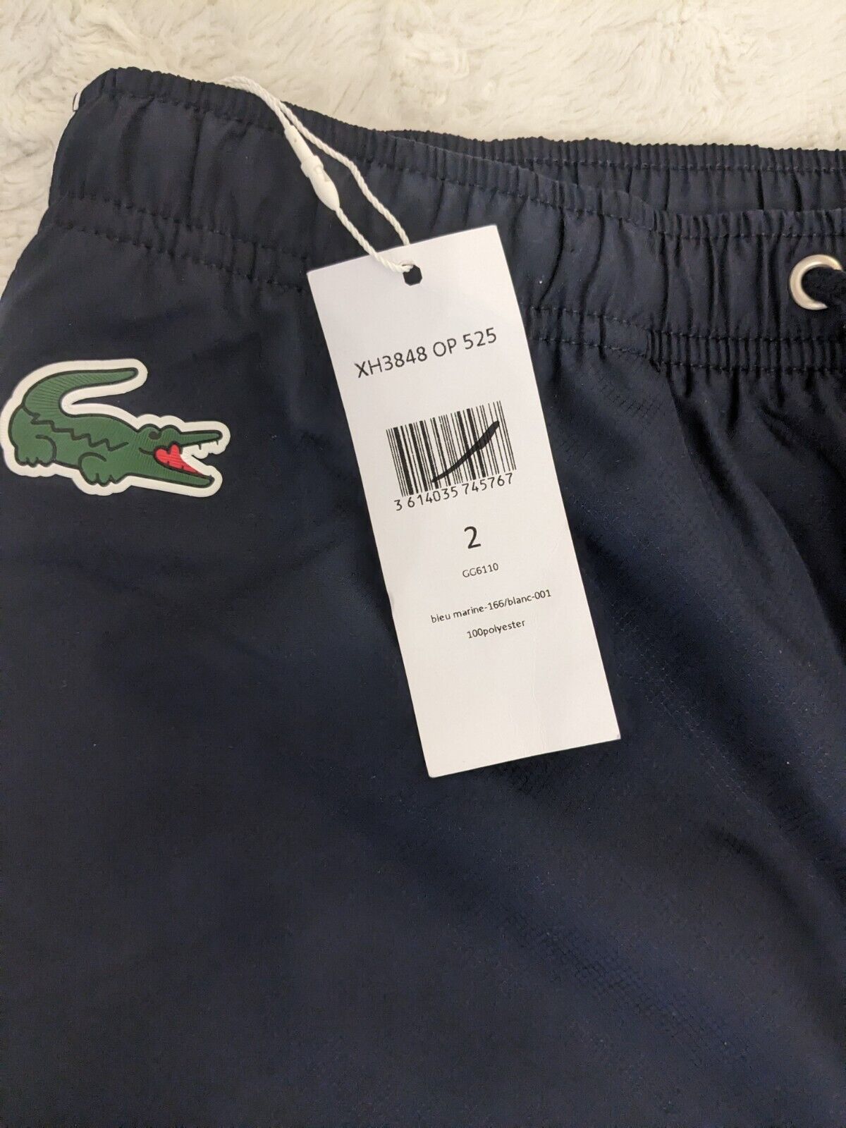 NWT Lacoste Jogger Mens 30 x 32 Sport Navy Blue Lined Pants Big Croc Logo XS New