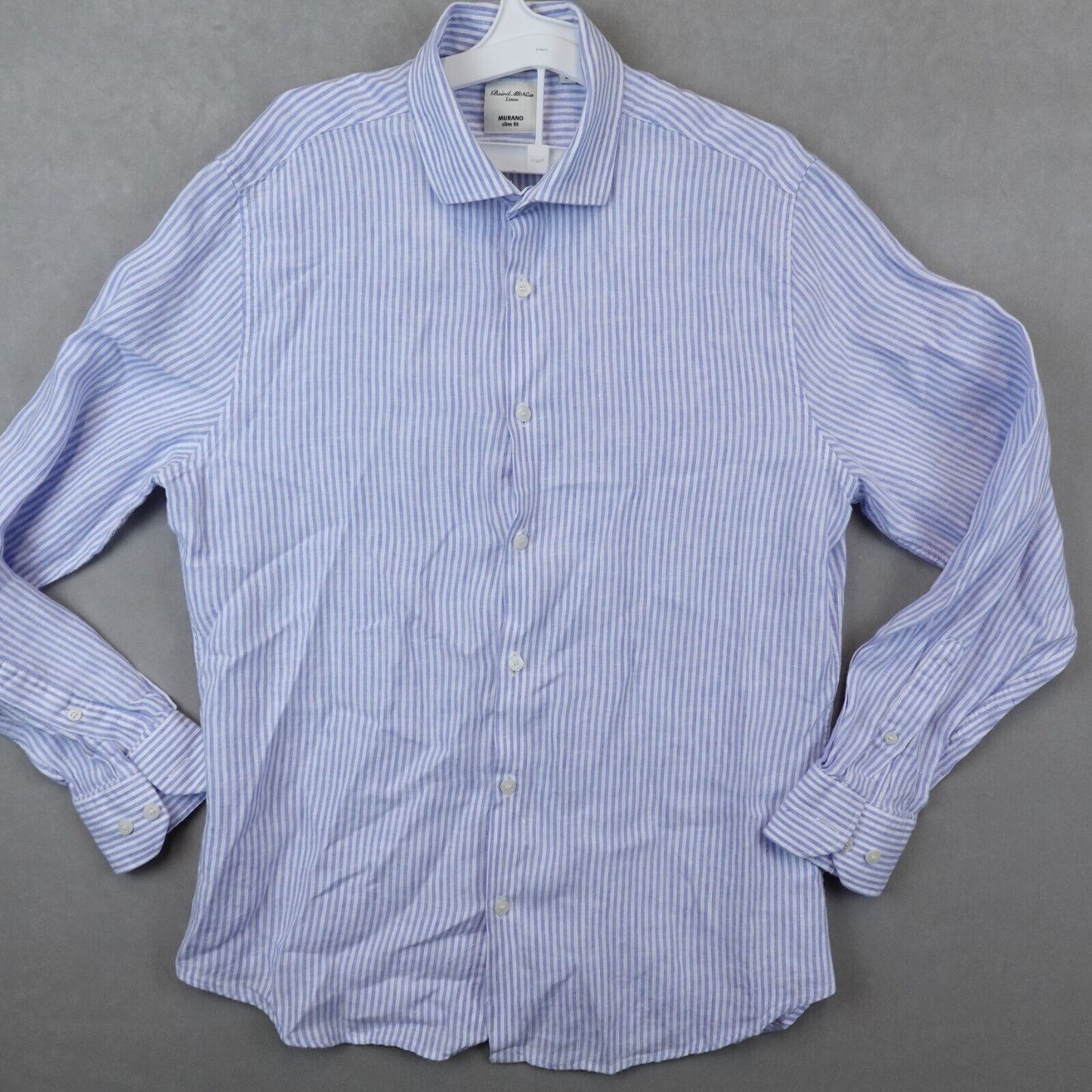 Baird McNutt Shirt Men Large Blue Murano Slim Fit Button Up Stripe Light Comfort