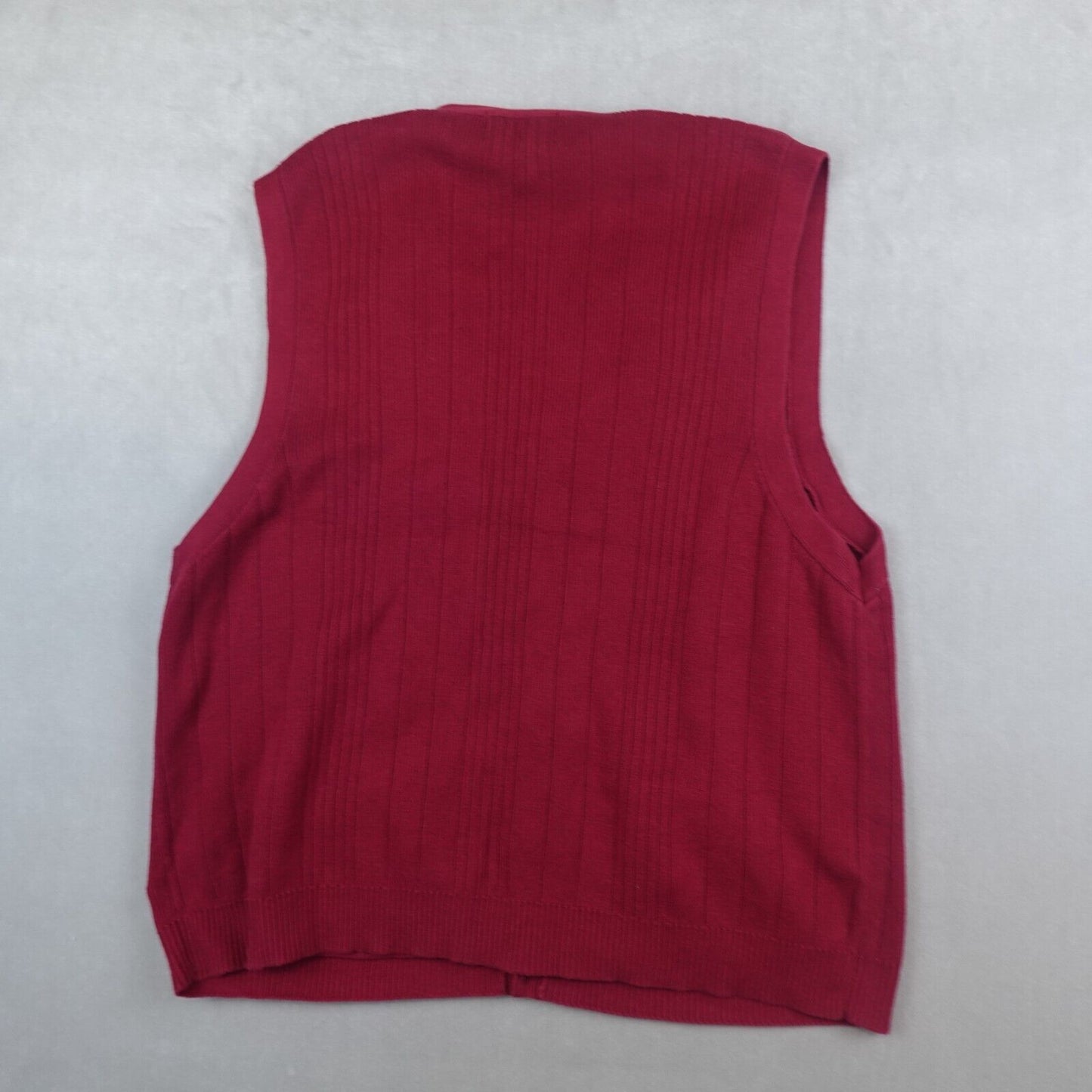 Eddie Bauer Sweater Vest Cardigan Mens Large Cotton Vintage Knit Red Granpa