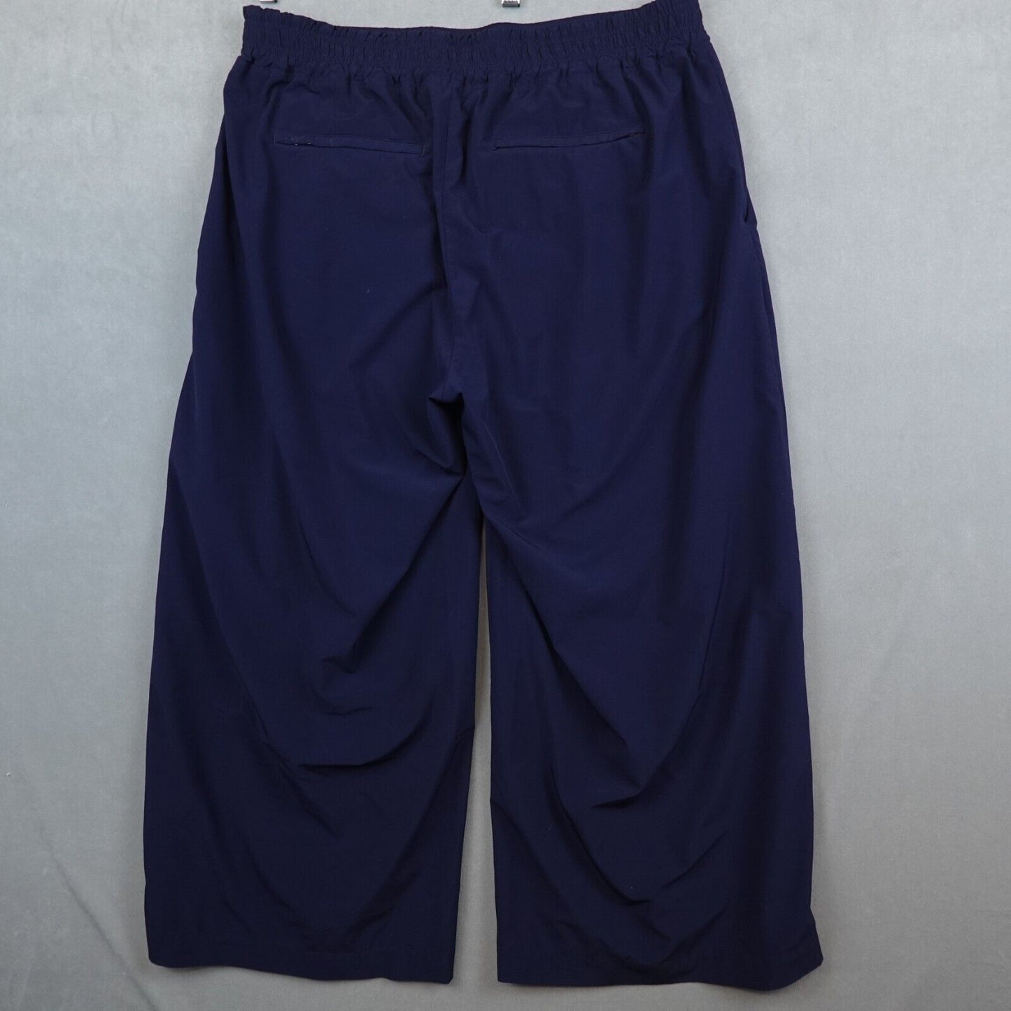 Athleta Brooklyn Wide Leg Cropped Pants Pull On Blue Size 14