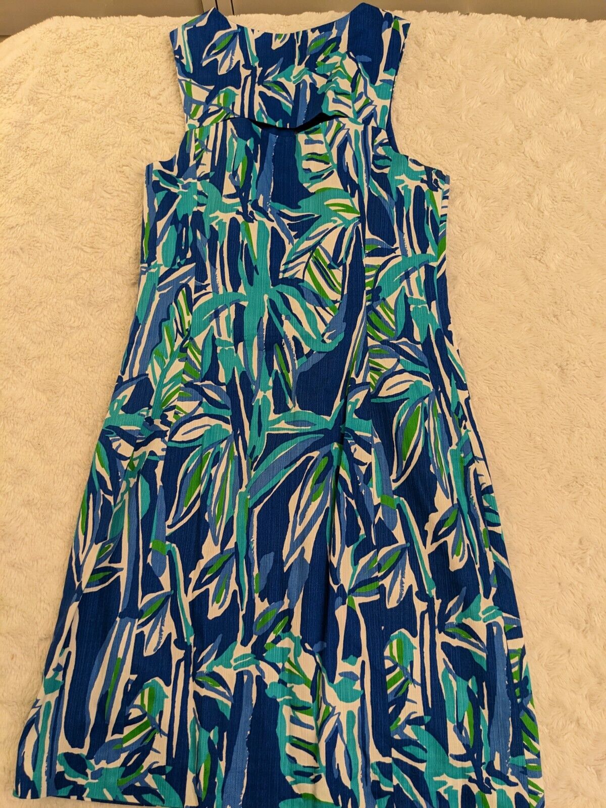 Lilly Pulitzer Penelope Dress Womens 0 Blue Crush Bamboo Print Shift Zip Cutout