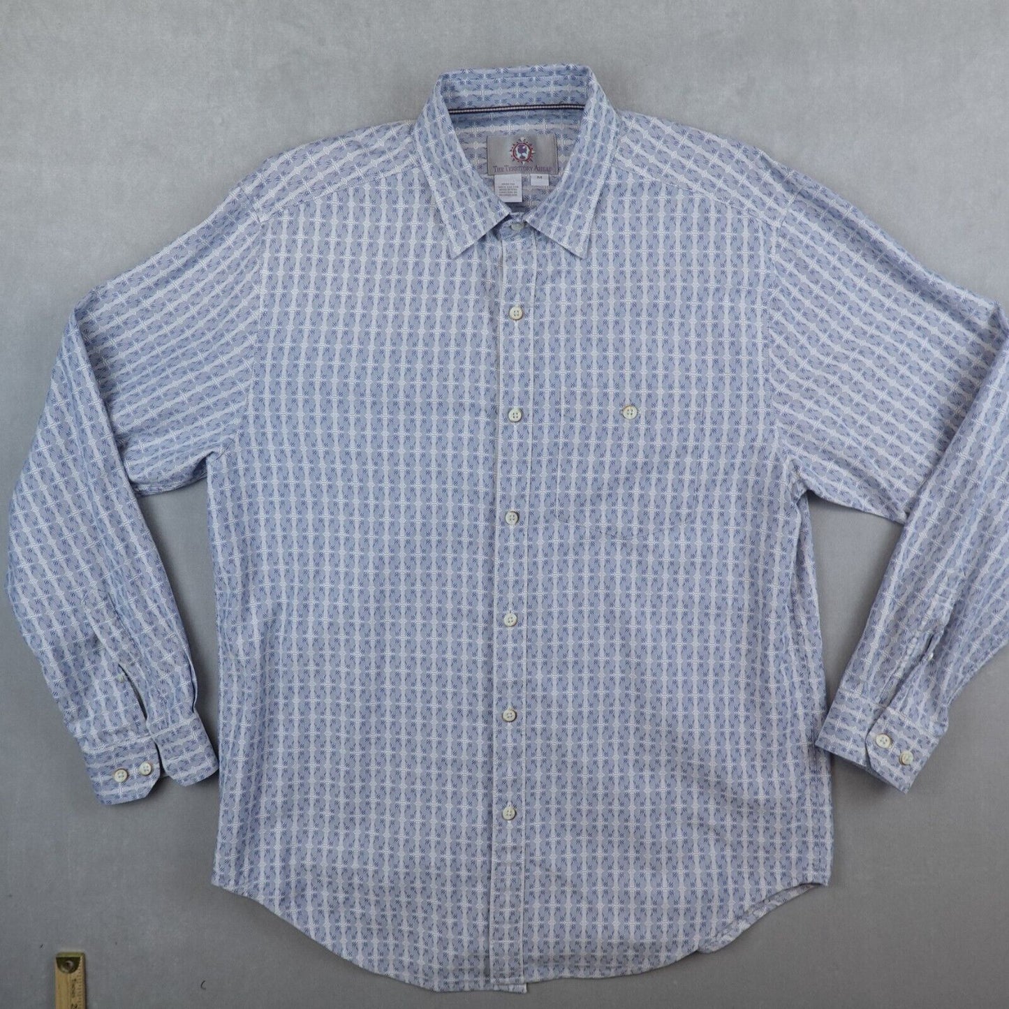 Territory Ahead Shirt Mens Medium Blue Button Up Casual Outdoors Long Sleeves