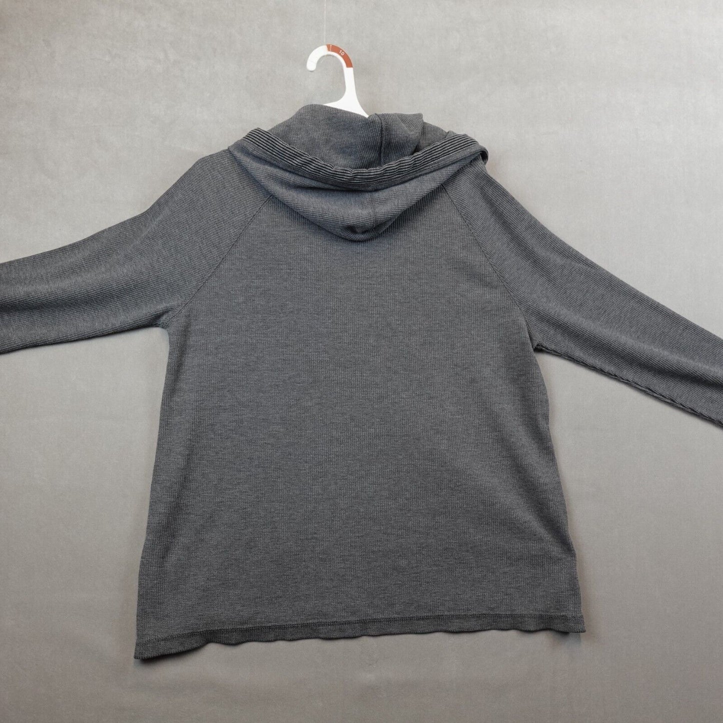 Prana Hoodie Medium Gray Waffle Knit Pullover Outdoors Hiking Camping Top Womens