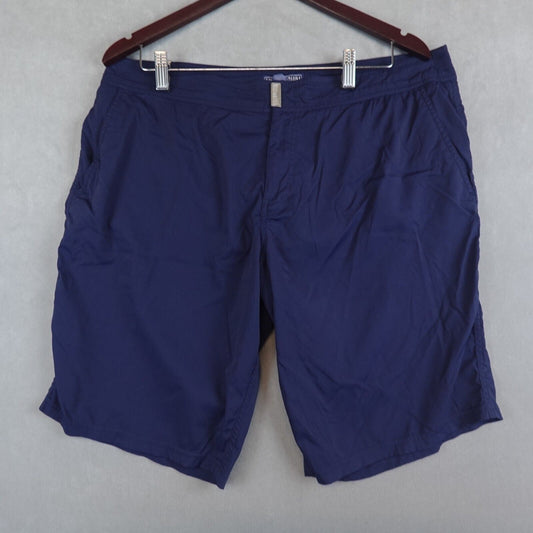 VILEBREQUIN Swim Shorts Mens XL Solid Trunks Hybrid Navy Blue Lined