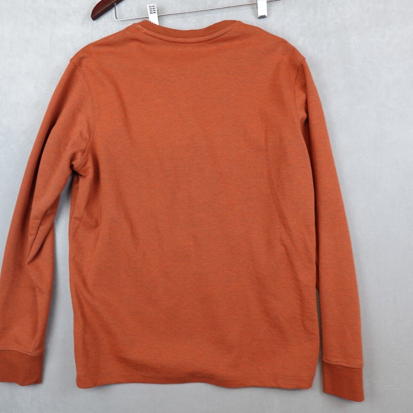 01.Algo Henley Shirt Men Size Large Thermal Long Sleeve Anti Odor Wicking Orange