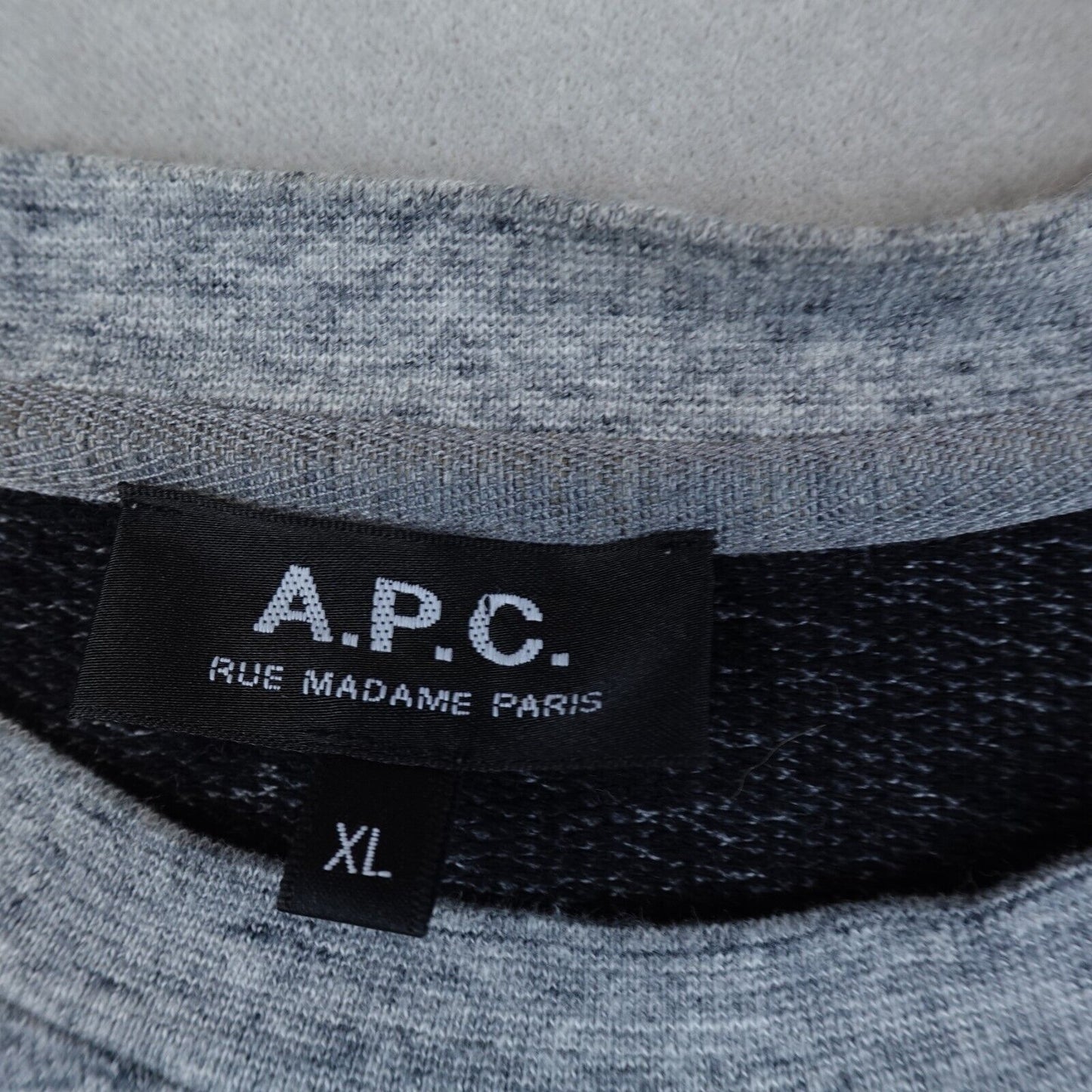 APC Rue Madame Paris Sweater Heather Gray Cotton Crewneck Size XL