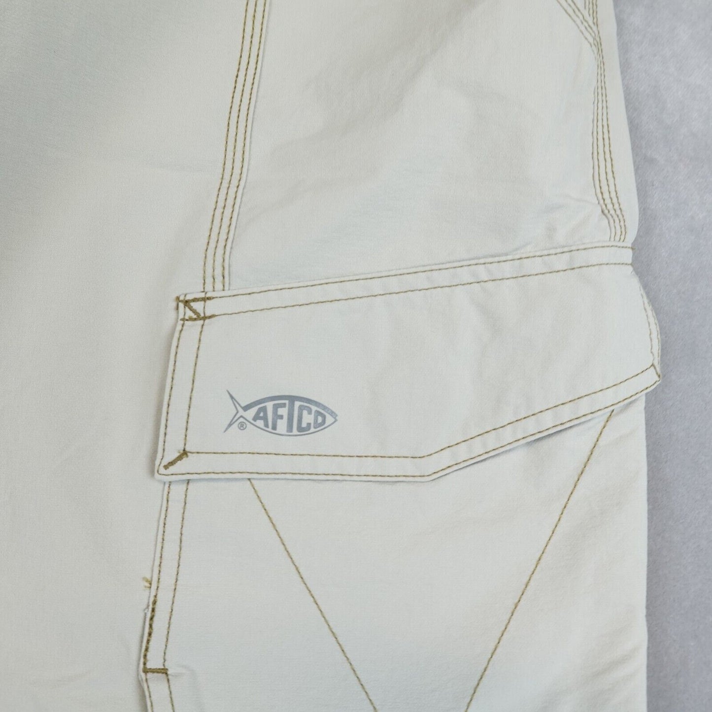 AFTCO Fishing Shorts Mens 46 Cargo Beige Stealth Swimming Original Elastic Waist