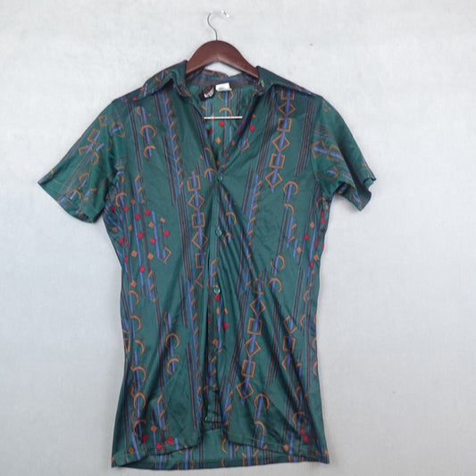 TRUE Vintage Mik-A-Loo Shirt Made in U.S.A 70s Mens Size Small Slim Short Sleeve