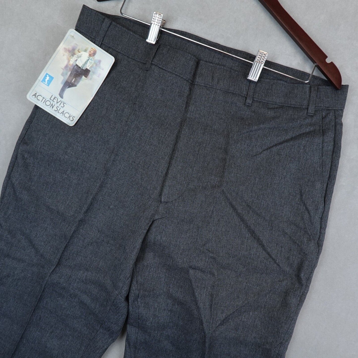 NWT VTG Levis Action Slacks Pants 38x29 Mens Gray Deadstock NOS Made In USA