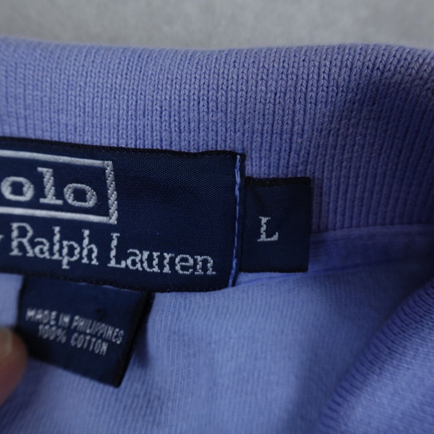 Polo Ralph Lauren Terry Cloth Polo Shirt Mens L Short Sleeve Blue Vintage Pony