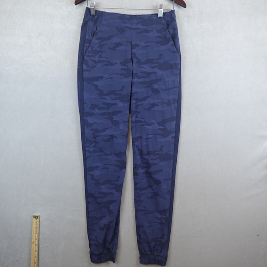 Athleta Brooklyn Jogger Women Size 6 Tall Blue Camo Pants Textured Tapered