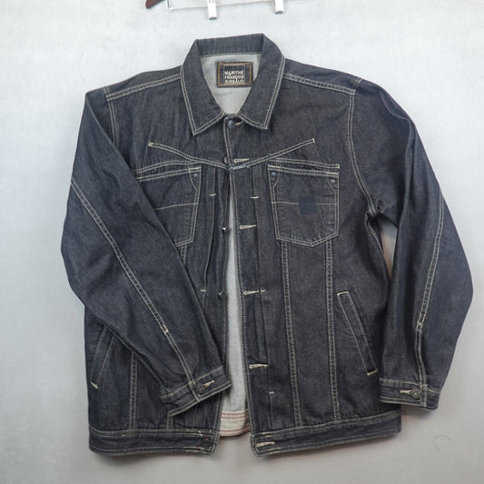 VTG Marithe Francois Girbaud Jean Jacket Men Denim Trucker XL Black Y2K EUC