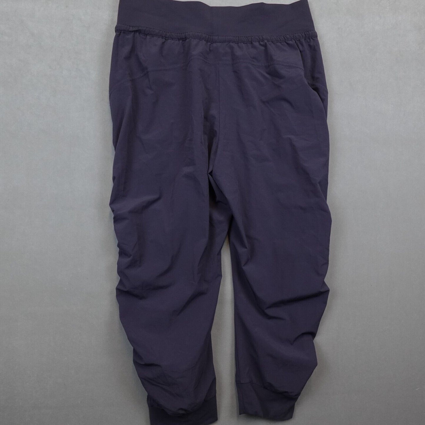 Athleta Attitude Pant Joggers Womens 12 Purple Ruched Legs Crop Yoga Drawtring