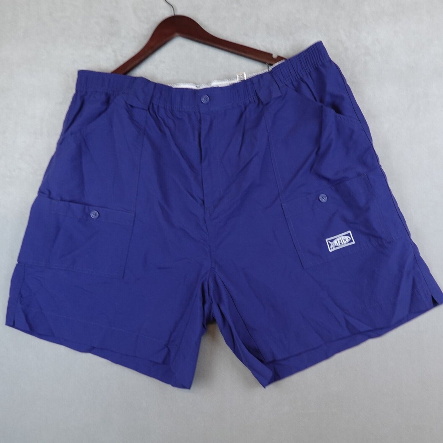 AFTCO Original Fishing Shorts Mens 46 Cargo Blue Swimming Elastic Waist