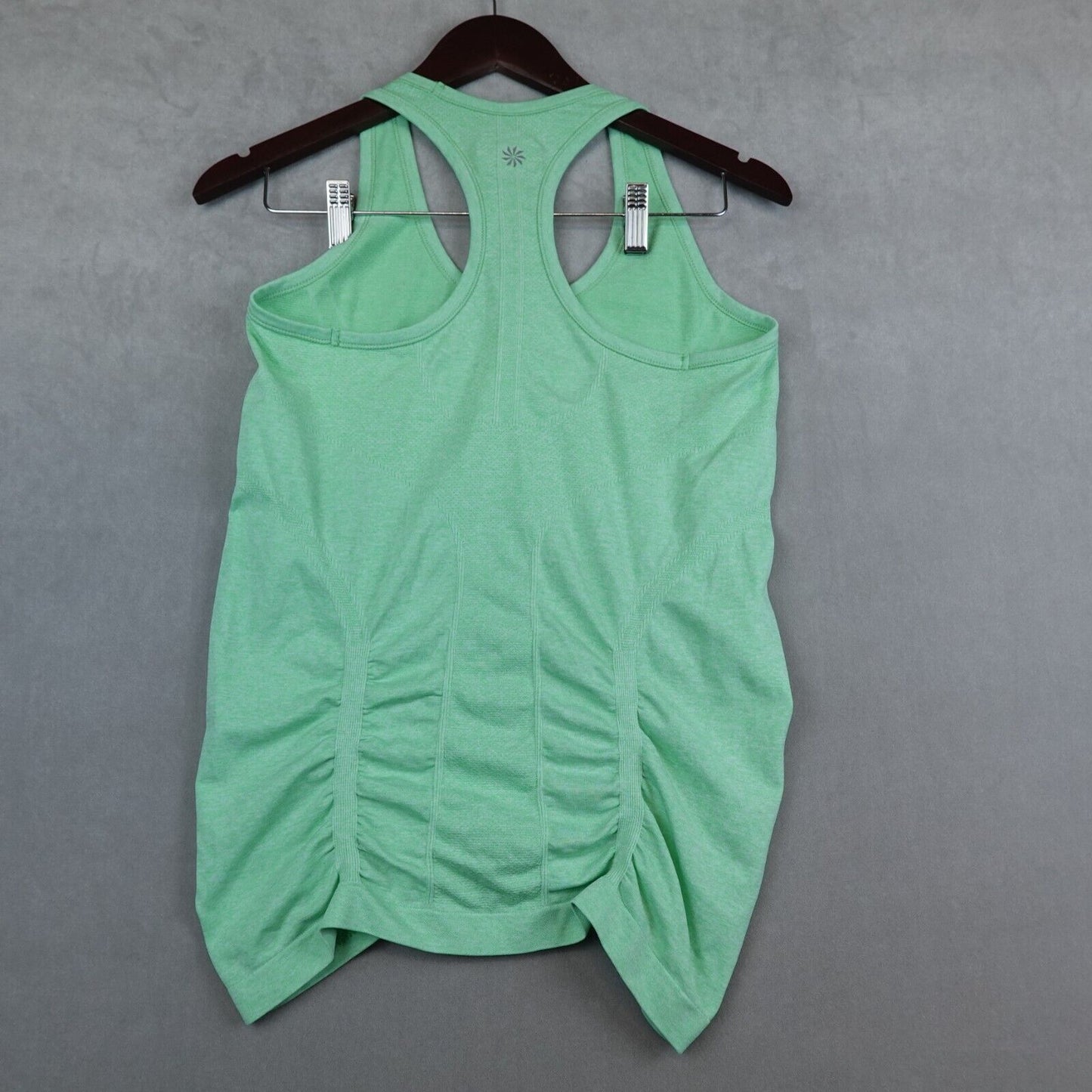 Athleta Fastest Track Tank Top Green Ruch Top Women Medium Stretch Tee