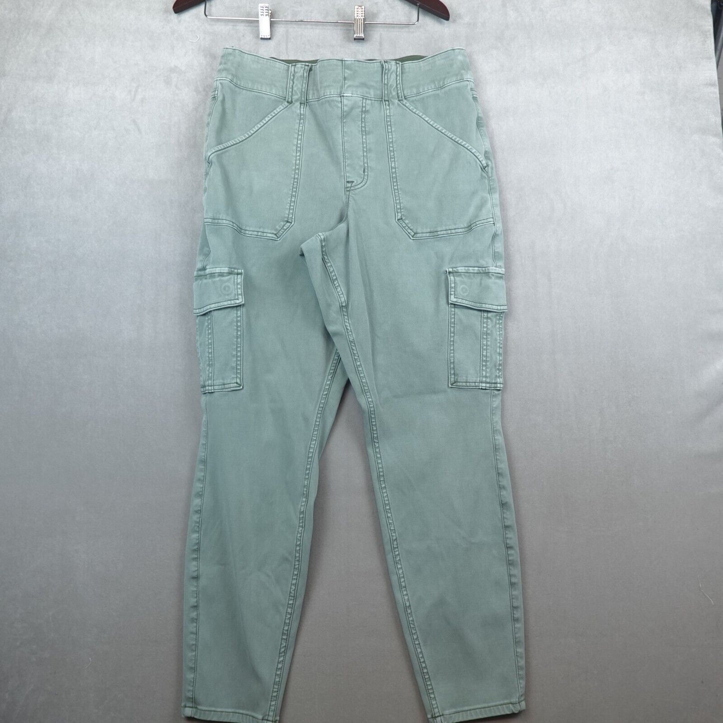 Spanx Pants Stretch Twill Cargo Jogger Pull On Size 1X Plus Green Ankle