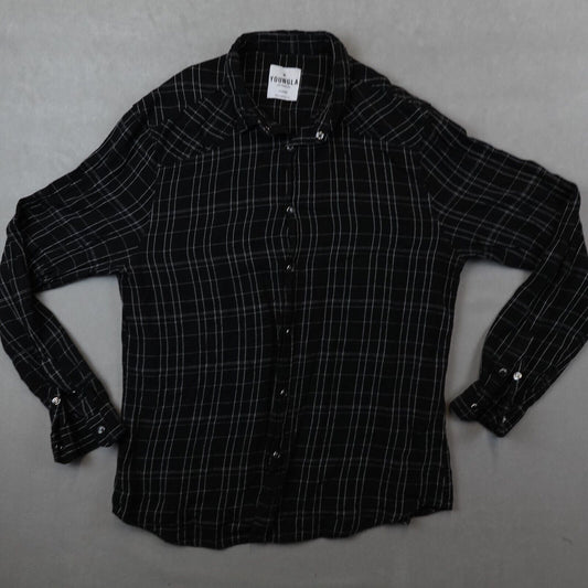 Youngla Shirt Men XL Button Up Long Sleeve Black Cotton Blend Skate Streetwear