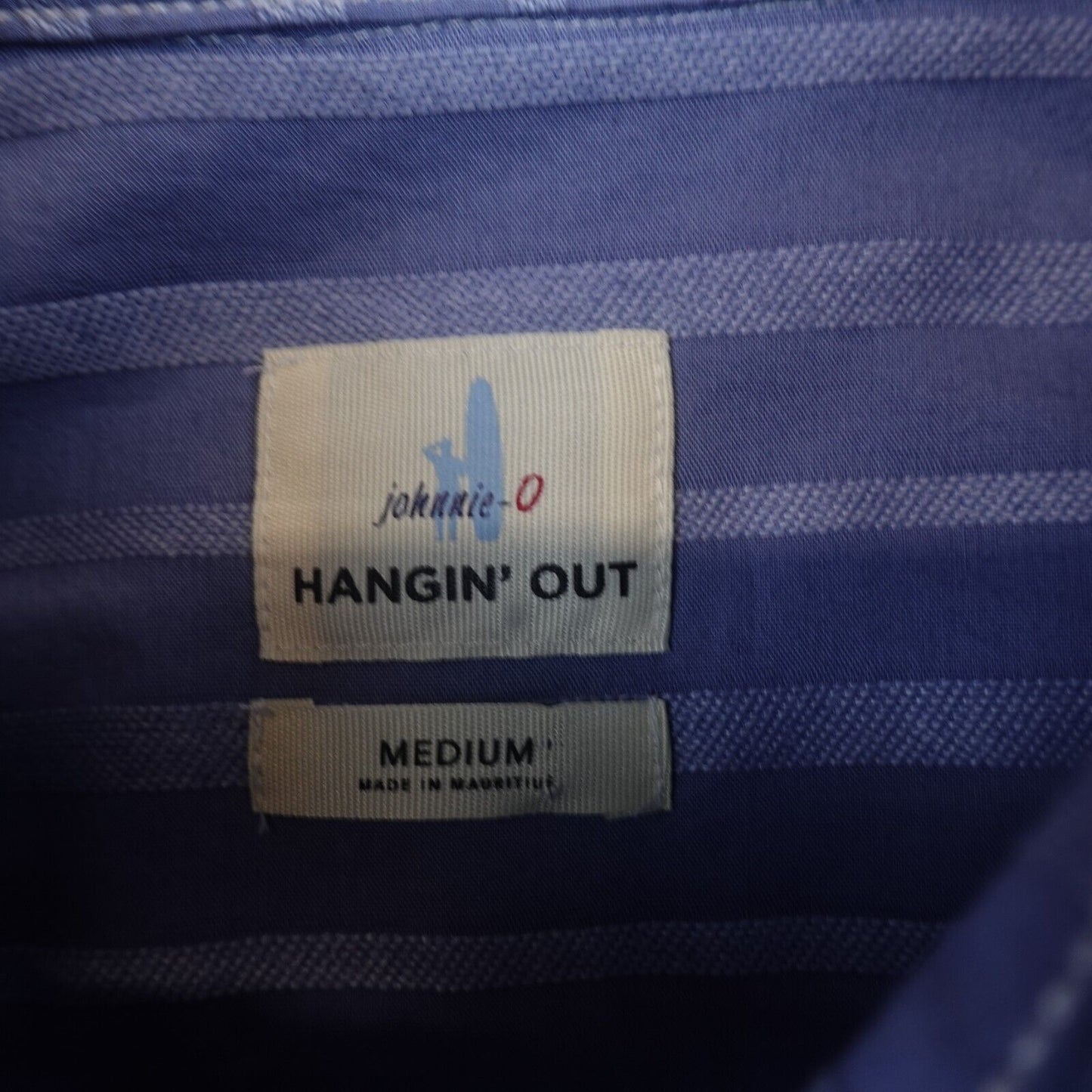 Johnnie O Hanging Out Shirt Mens Large Blue Short Sleeve Button Up Striped