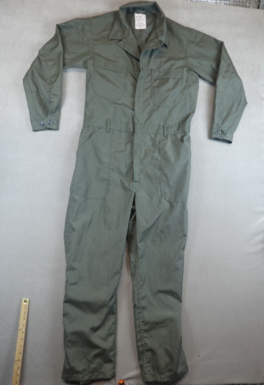 USGI Flyers Coveralls Fire Retardant 1980s USA 100% ARAMID 44R Green