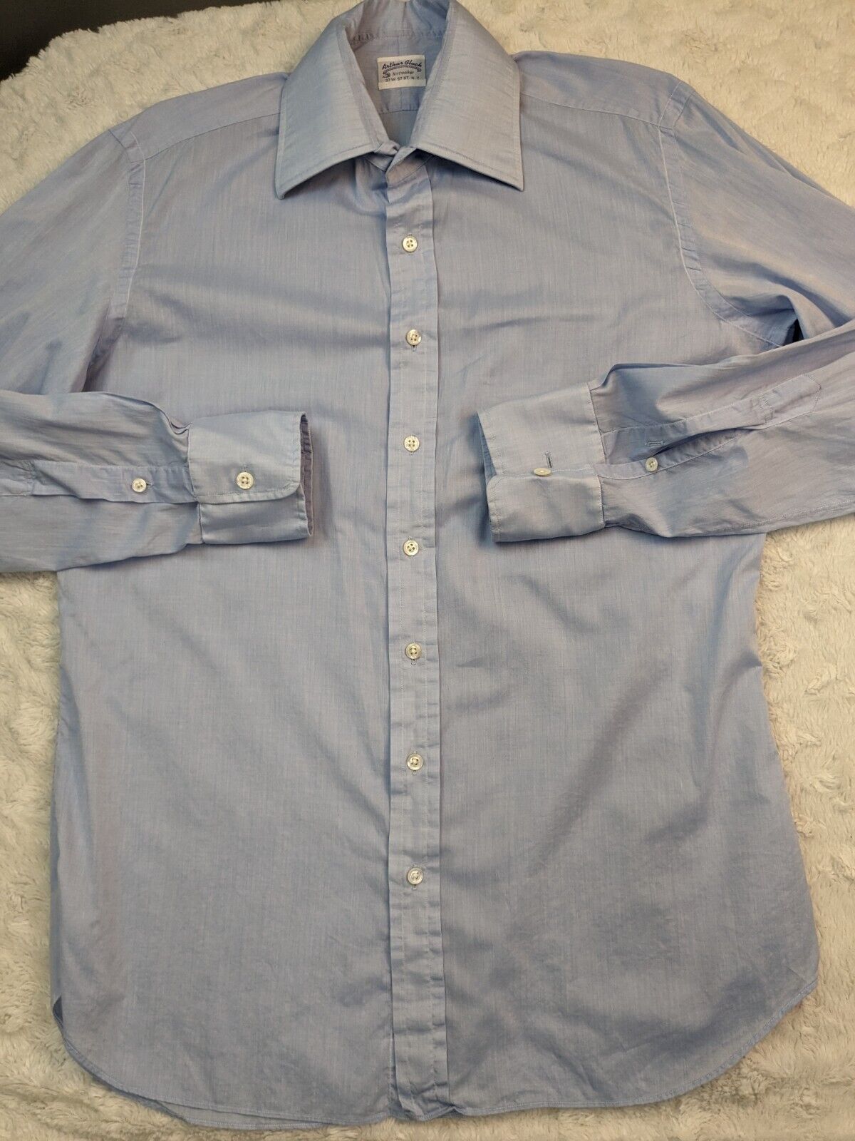 Arthur Gluck Shirtmaker Shirt Mens Large Blue Long Sleeve Button Up