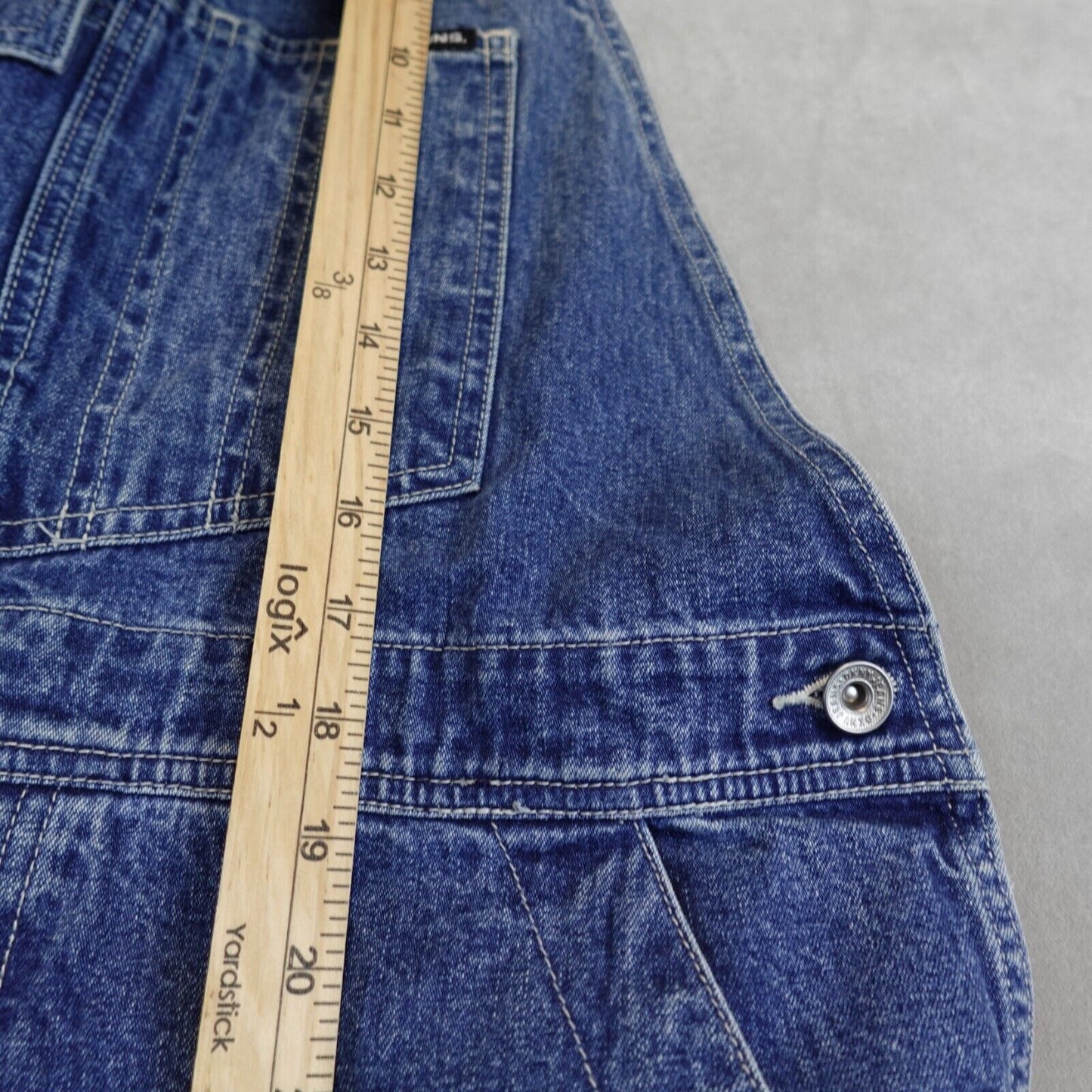 Vintage 90s DKNY Denim Bib Overalls Med Wash Carpenter Straight Leg Y2K