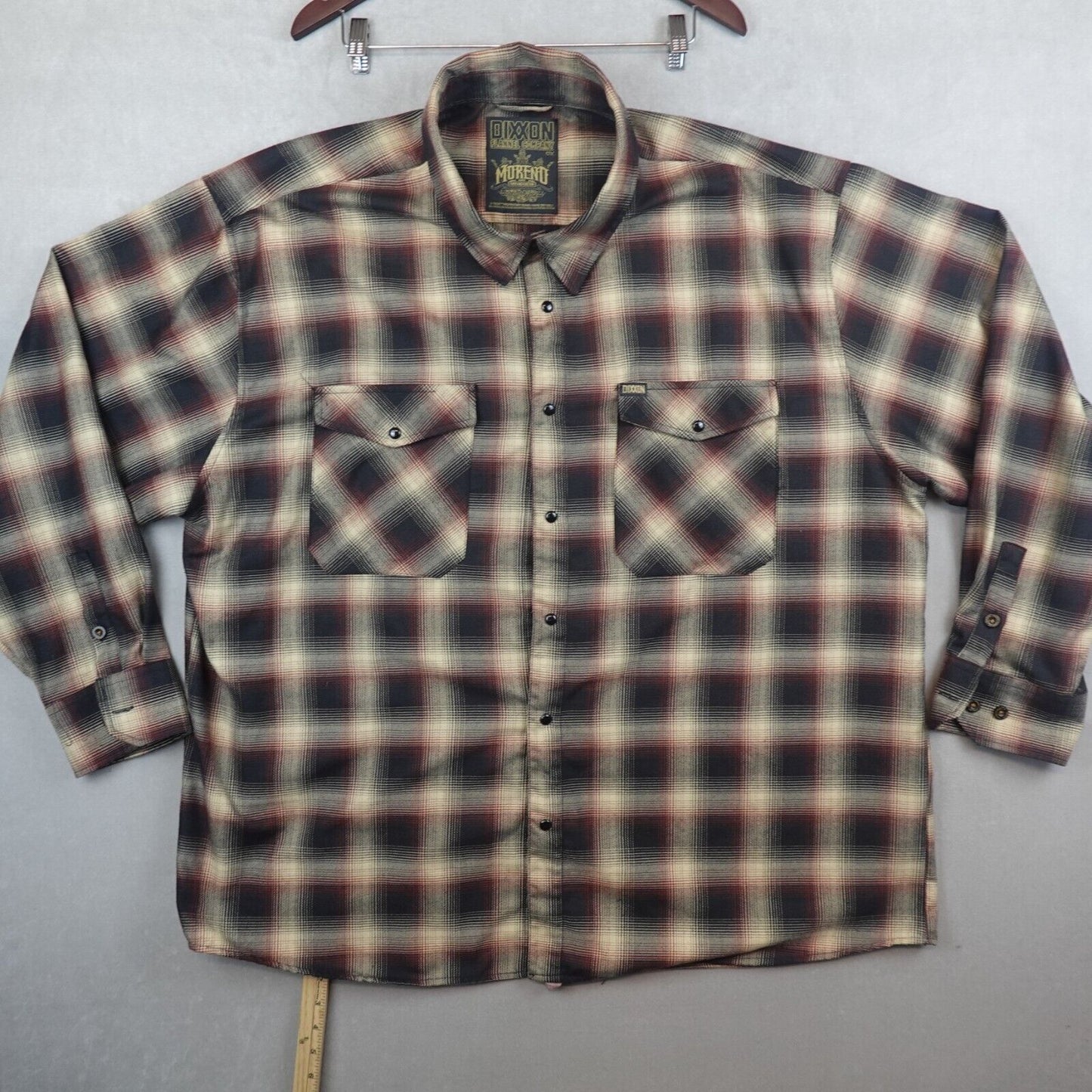 Dixxon Flannel Shirt Men 5XL Pearl Snap Plaid Moreno Long Sleeves Biker Outdoors