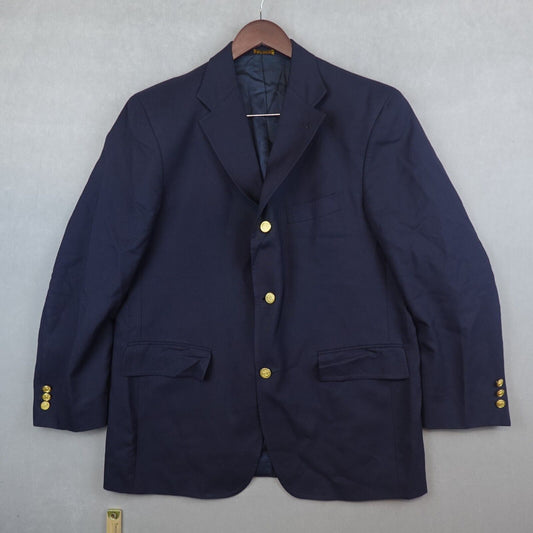 J Press Blazer Jacket Navy Blue Gold Buttons Size 44R Made In USA Sport Coat