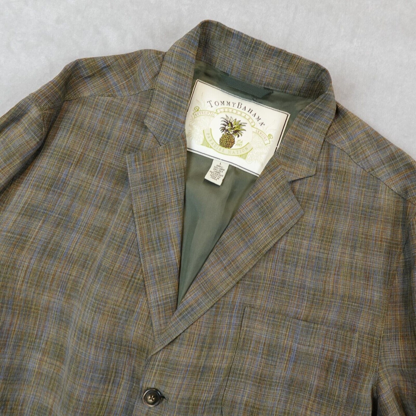 Tommy Bahama Blazer Men Large Sport Coat Jacket Paradise Nation Linen Silk Blend