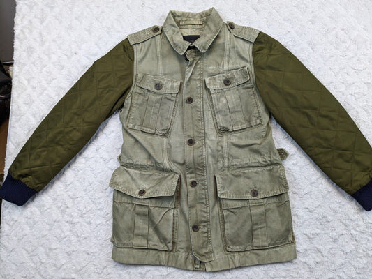 J Crew Utility Jacket Womens Small Khaki Green Full Zip Military Field Canvas