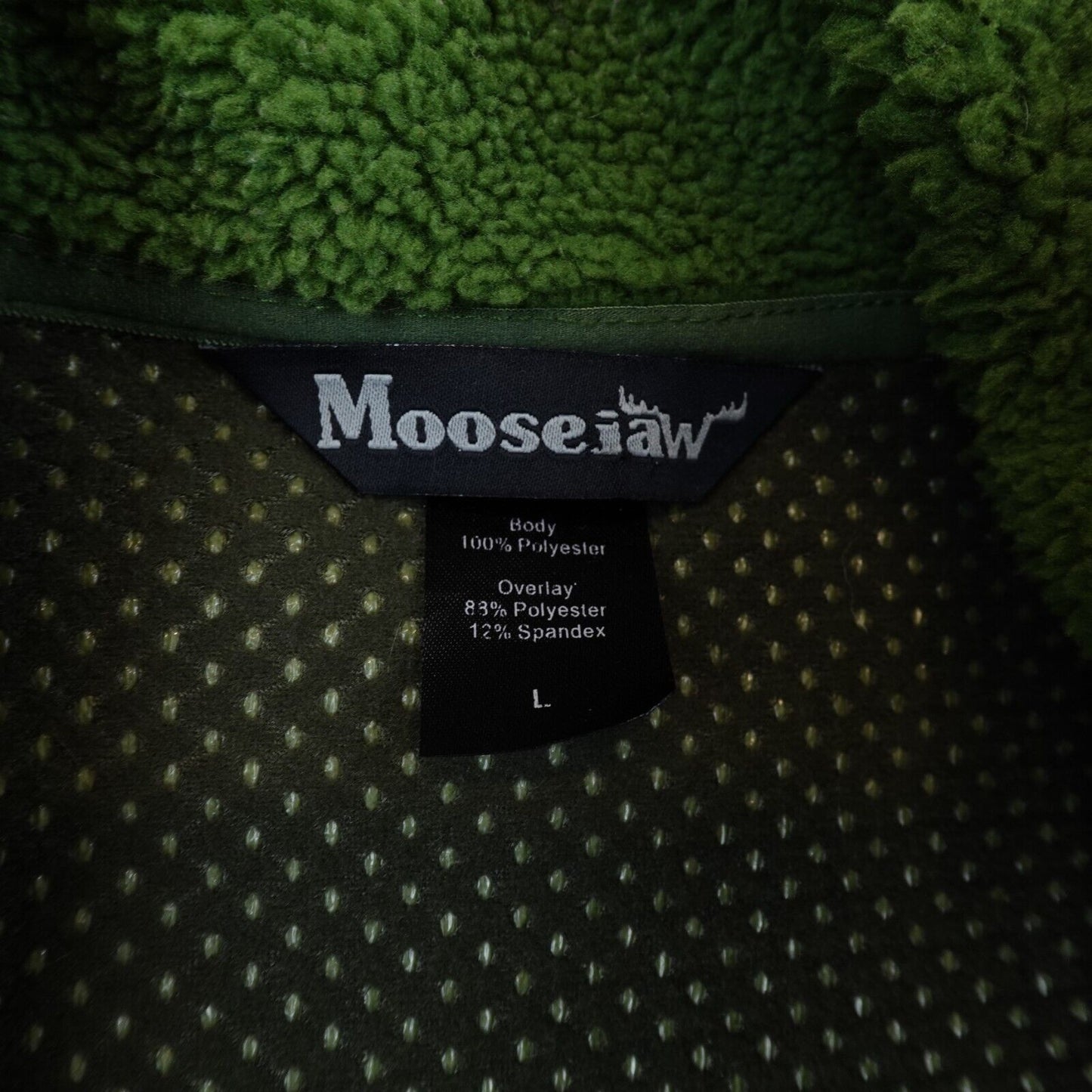 Moosejaw Vest Adult Large Fleece Green Nylon Full Zip Pockets