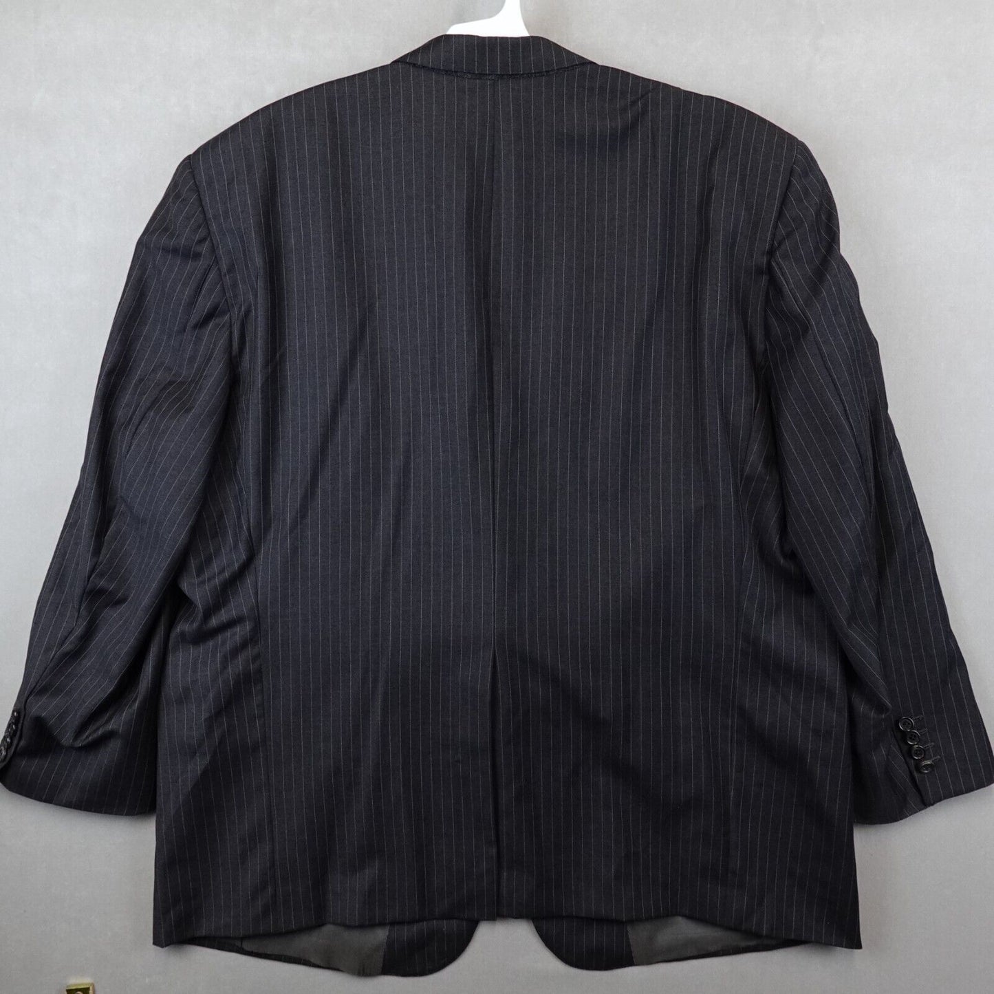 Hickey Freeman Blazer Loro Piana Tasmanian 150s Wool Black Pinstripe Jacket 52