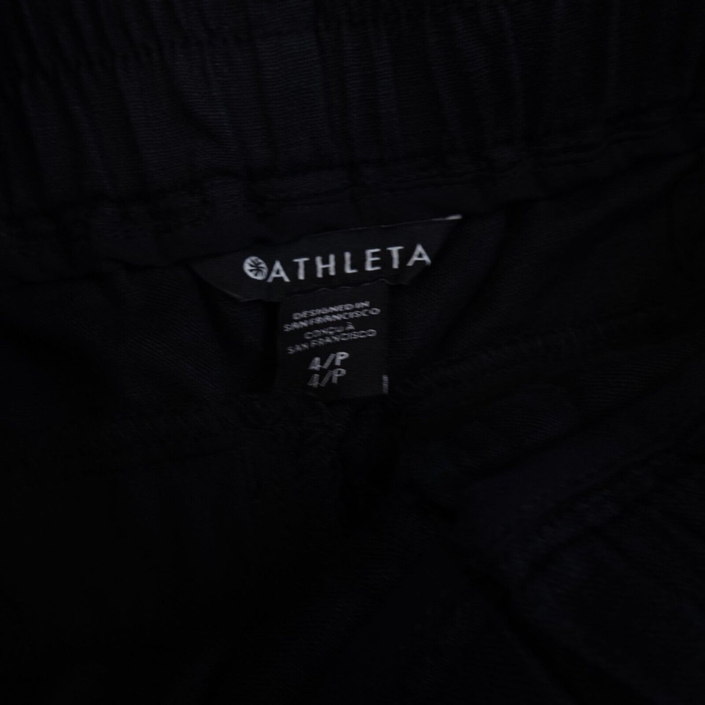 Athleta Cabo Linen Jogger Pant Women 4 Petite Black Drawstring Taper Zip Pockets