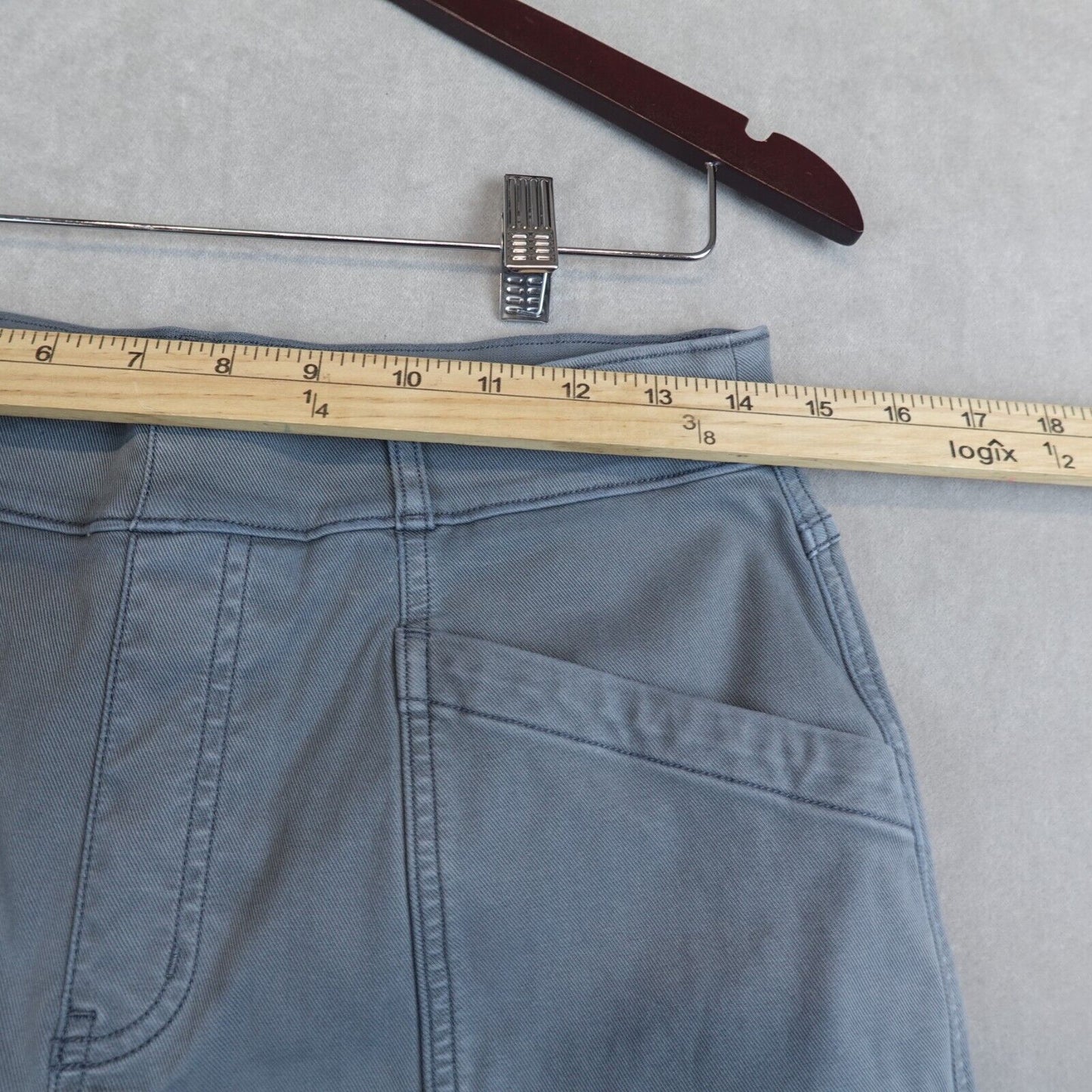 Spanx Stretch Twill Pants Womens Large Blue Straight Leg Sunwashed Pull On