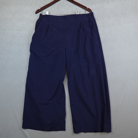 Athleta Brooklyn Wide Leg Cropped Pants Pull On Blue Size 14