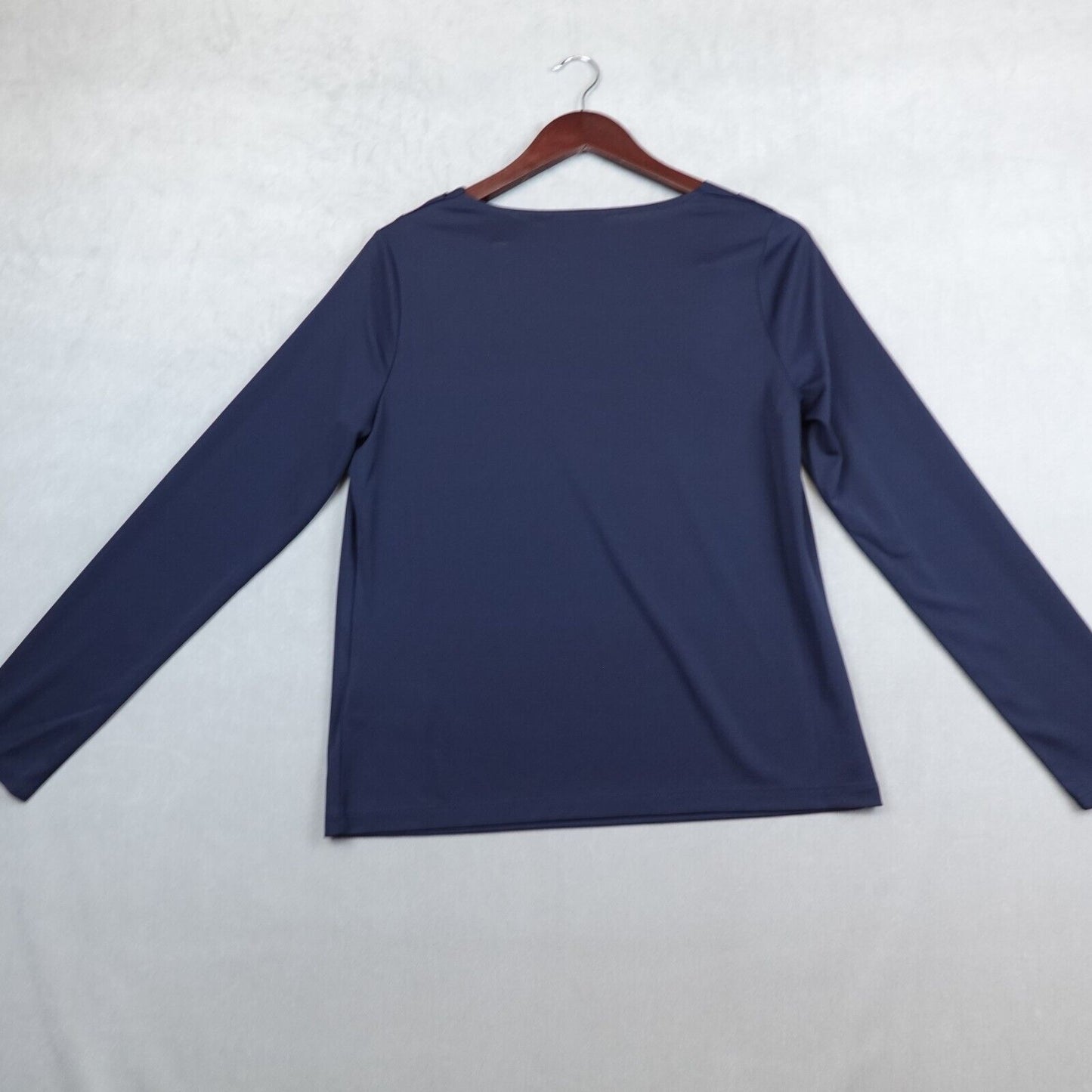 NWT Lauren Ralph Lauren Top Long Sleeve Large Blue Asymmetric  Neck New