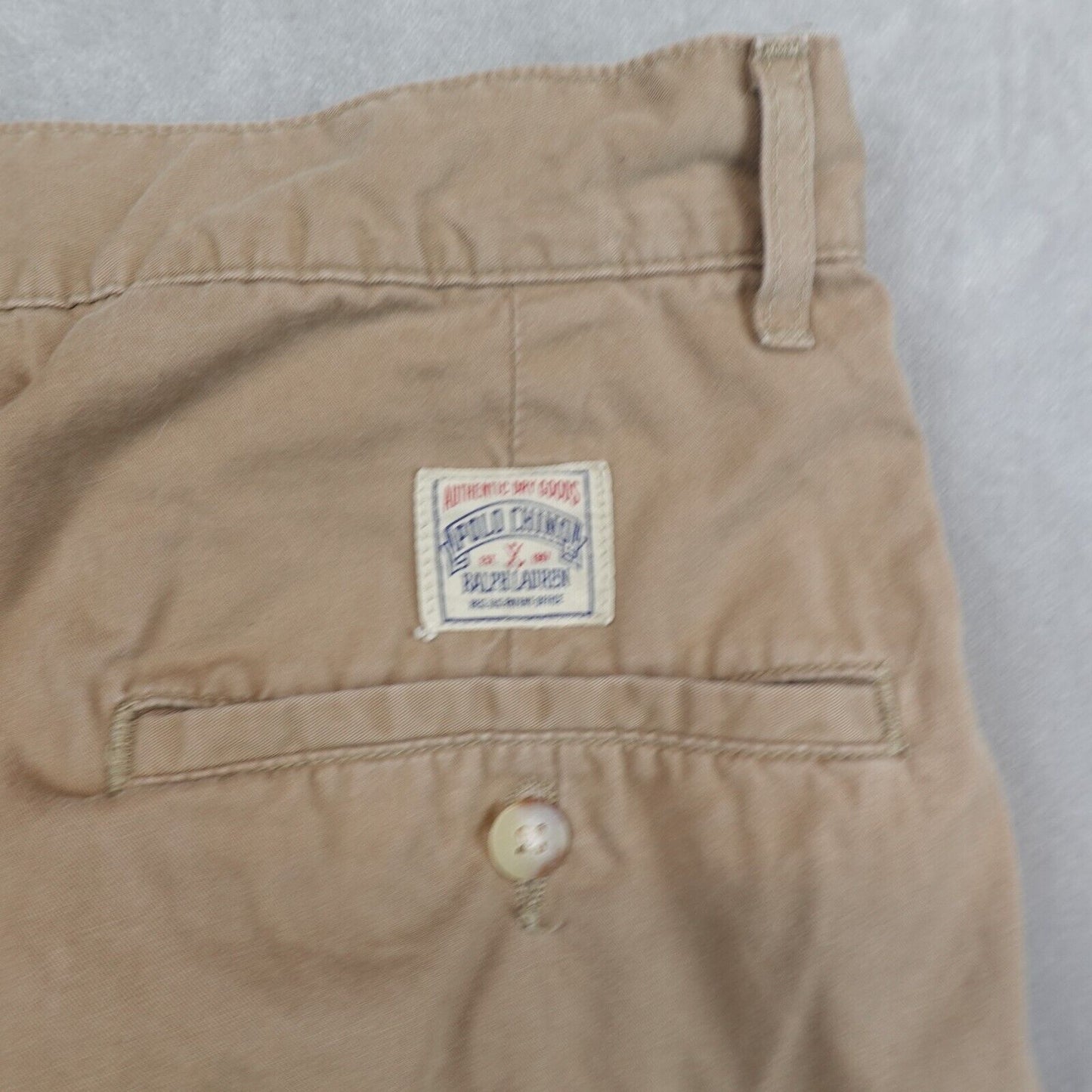 VTG Polo Ralph Lauren Shorts Mens 33 Chino Khaki Pleated Made In USA