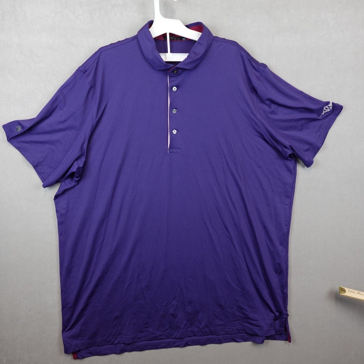 For Sale: Greyson Polo Shirt Men XXL Purple Solid Wolf Performance La Gorce Golf