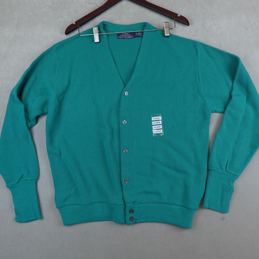 VTG Van Heusen Cardigan Sweater Mens Size XL Grandpa Green Made In USA New