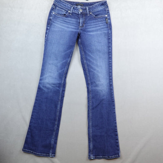 Silver Jeans Suki Slim Boot Womens Size 28x33 Blue Medium Wash Wiskered Stretch