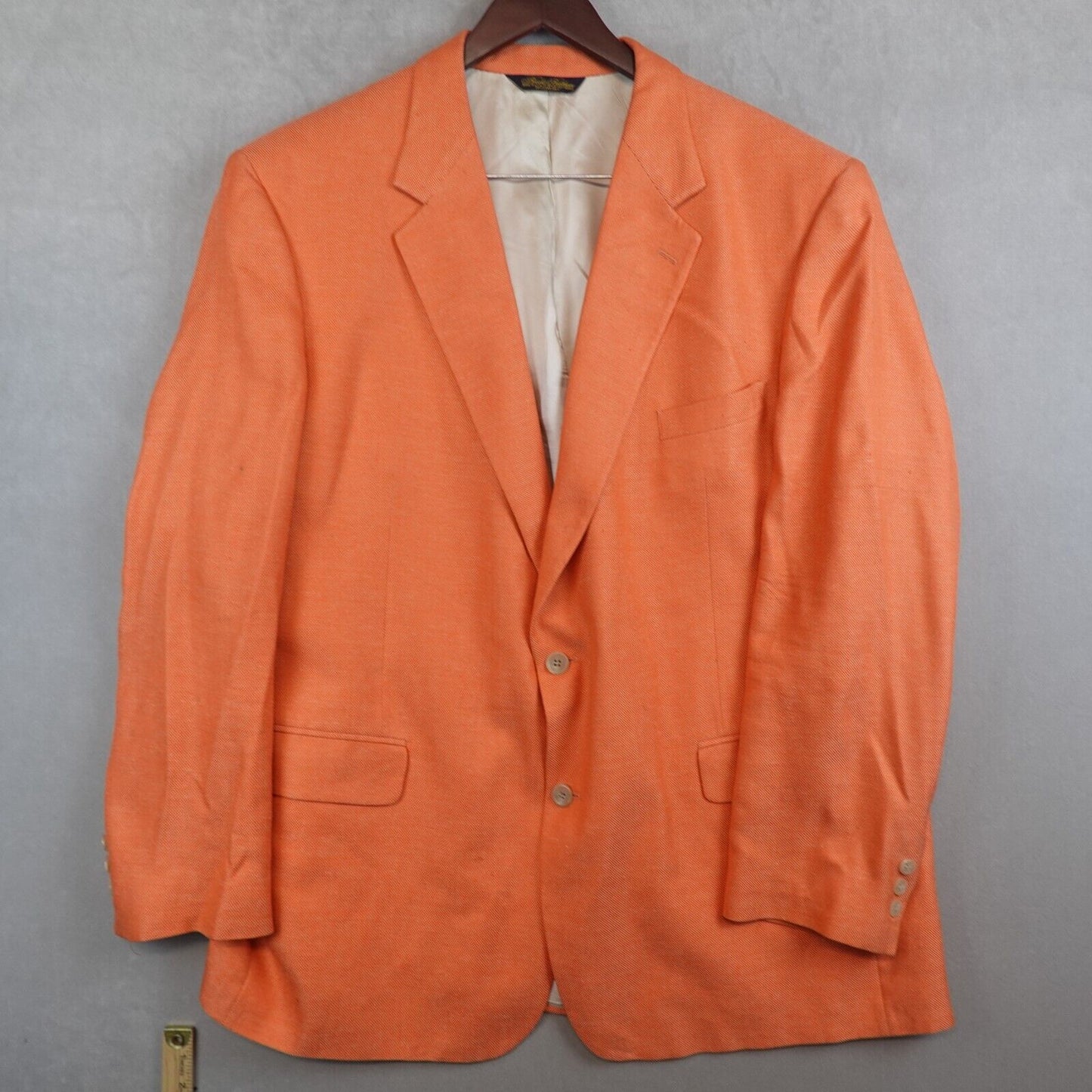 Brooks Brothers Blazer 100% Silk 50L Made In USA Sport Coat Orange